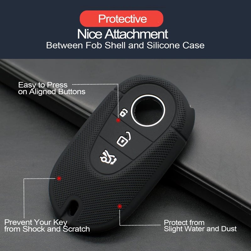 INFIPAR 2pcs Compatible with Mercedes Benz G C S E GLC EQE EQS 300 350 450 500 560 580 SL AMG Smart Key Fob Cover Case Key Chain Protector Keyless Entry Remote Holder - Image 4