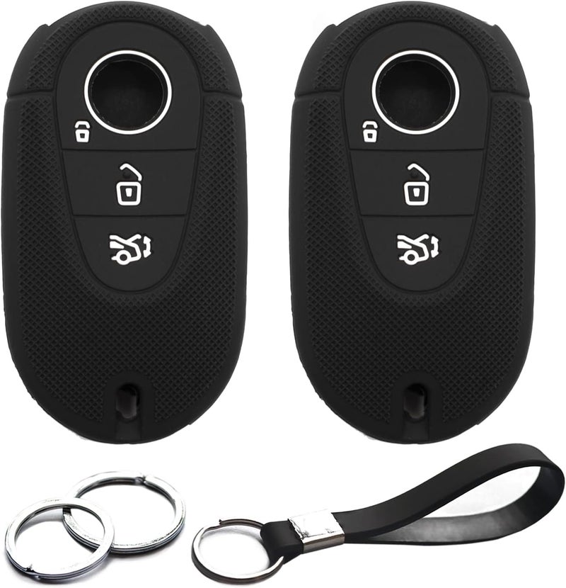 INFIPAR 2pcs Compatible with Mercedes Benz G C S E GLC EQE EQS 300 350 450 500 560 580 SL AMG Smart Key Fob Cover Case Key Chain Protector Keyless Entry Remote Holder - Image 1