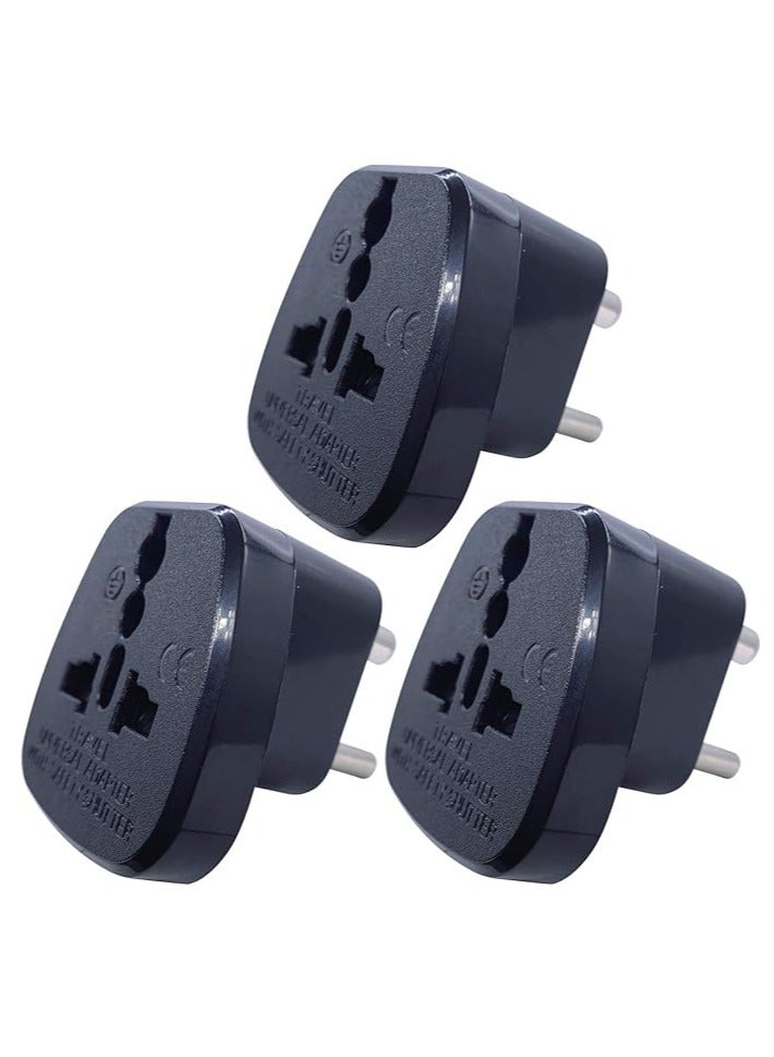 Type D Round Pins Travel Plug Adapter with Ground and Safety Shutter UAE EU DE US JP CN UK Plug Suitable for India Nepal Pakistan Socket Indian Plug 3 Pieces 