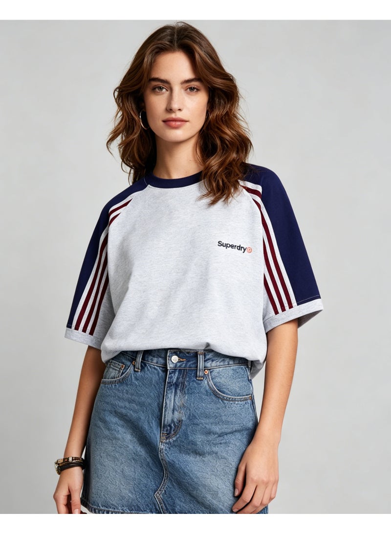 سوبر دراي Superdry street skateboard wind shoulder striped round neck T-shirt loose versatile short-sleeved shirt - Image 2
