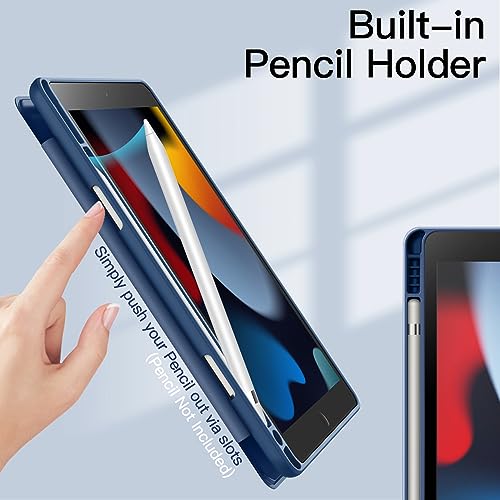 JETech Case for iPad 10.2-Inch (9th/8th/7th Generation, 2021/2020/2019) with Pencil Holder, Clear Transparent Back Shell Slim Stand Shockproof Tablet Cover, Auto Wake/Sleep (Navy) - Image 5