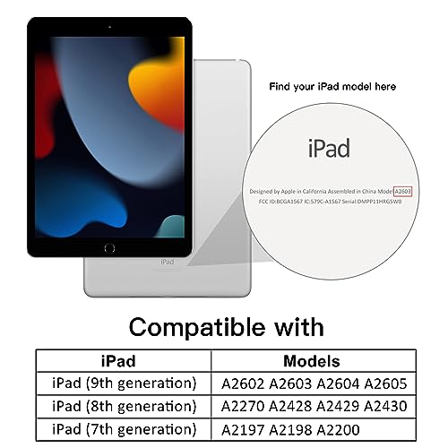 JETech Case for iPad 10.2-Inch (9th/8th/7th Generation, 2021/2020/2019) with Pencil Holder, Clear Transparent Back Shell Slim Stand Shockproof Tablet Cover, Auto Wake/Sleep (Navy) - Image 2