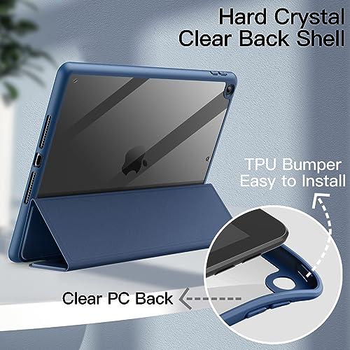 JETech Case for iPad 10.2-Inch (9th/8th/7th Generation, 2021/2020/2019) with Pencil Holder, Clear Transparent Back Shell Slim Stand Shockproof Tablet Cover, Auto Wake/Sleep (Navy) - Image 3