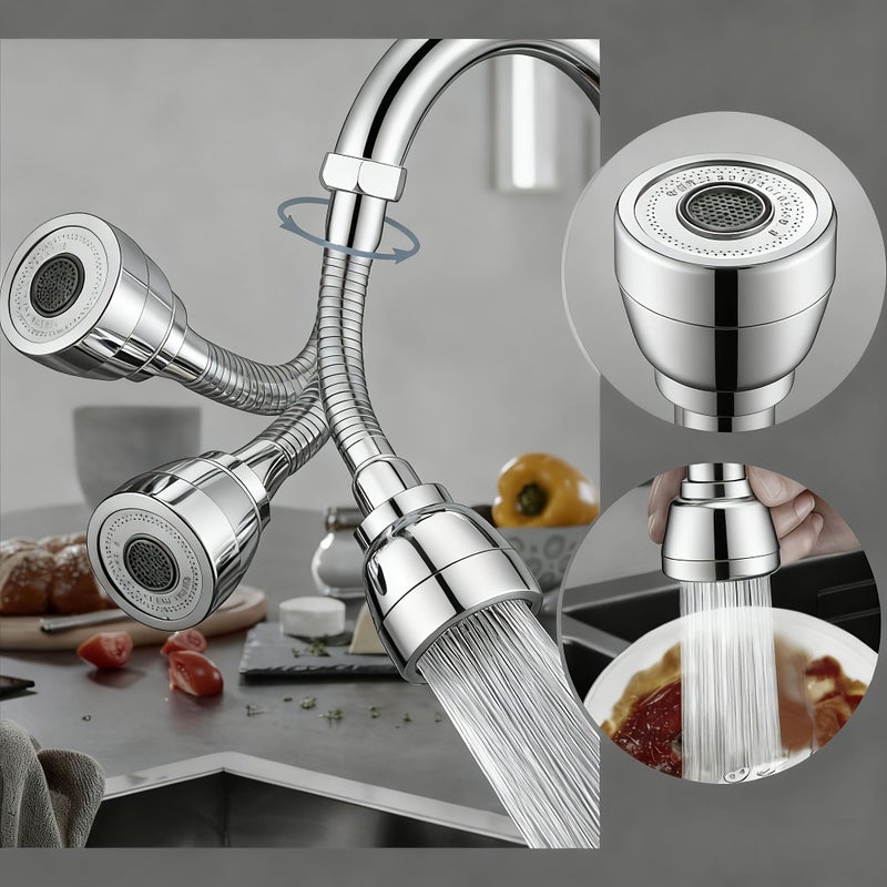 Silvery Stainless Steel 360 Rotating Faucet Extender Anti Splash Kitchen Sink Adapter Easy Install Nozzle - Image 1