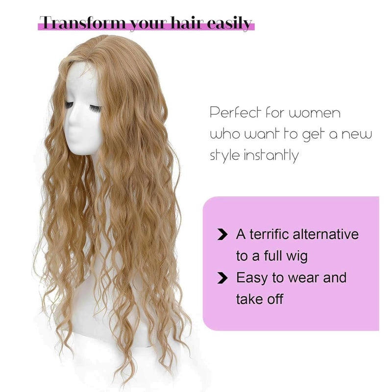 Molefi Hair Toppers for Women 26inch Curly Hair Topper with Bangs for Cosplay Synthetic Wiglets Hairpieces for Thinning Hair Blonde - Image 2