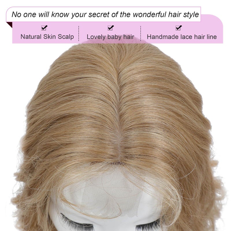 Molefi Hair Toppers for Women 26inch Curly Hair Topper with Bangs for Cosplay Synthetic Wiglets Hairpieces for Thinning Hair Blonde - Image 4