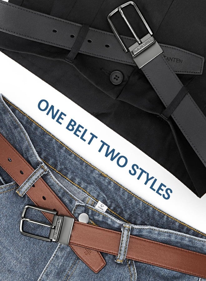 BOSTANTEN Mens Belt Leather Ratchet 1 3/8'' Belt For Men Gift Dress and Casual with Adjustable Buckle, Trim to Fit - Image 2