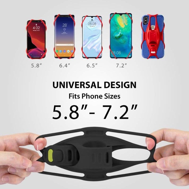 BONE COLLECTION Bone Bike Tie 3, Bike Cell Phone Mount for Handlebar, Scratch-Free Silicone Holder with Anti-Slip Design, Universal Cycling Phone Holder Compatible with Most Smartphones (Black - Handlebar) - Image 2