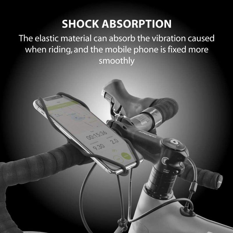 BONE COLLECTION Bone Bike Tie 3, Bike Cell Phone Mount for Handlebar, Scratch-Free Silicone Holder with Anti-Slip Design, Universal Cycling Phone Holder Compatible with Most Smartphones (Black - Handlebar) - Image 4