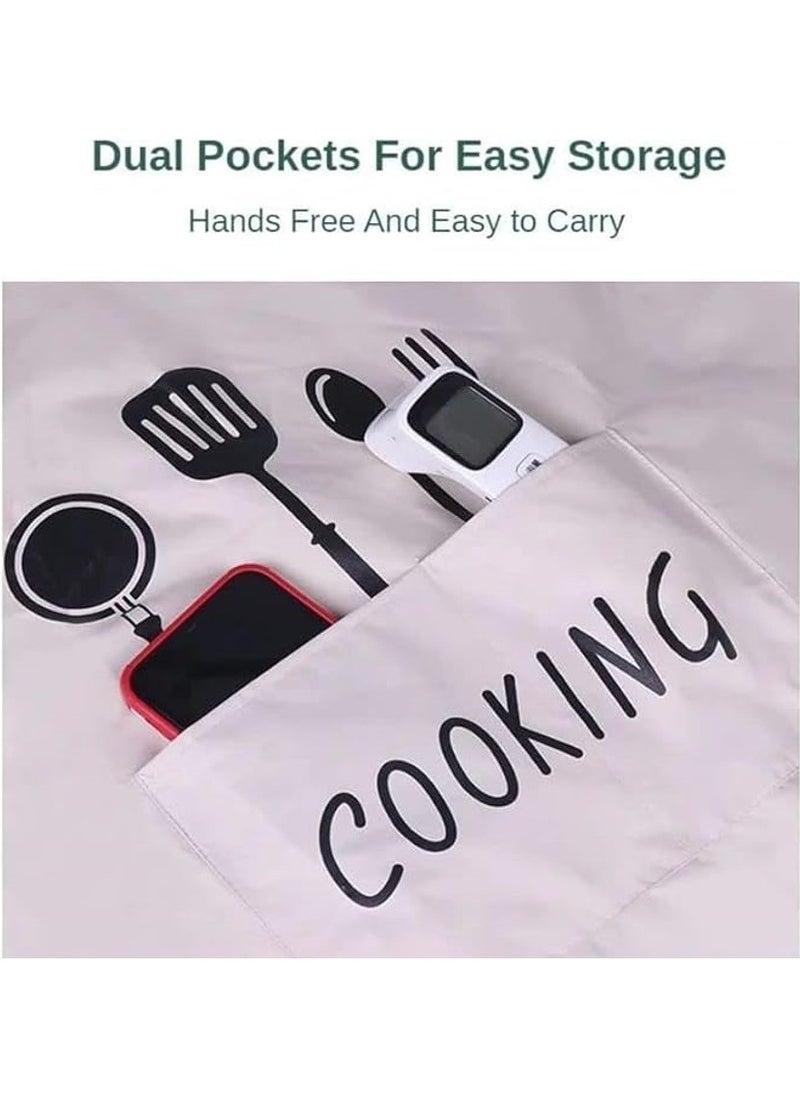ماركة غير محددة مريلة مطبخ وتر بروف بجيوب أمامية، مع جوانب مناشف مايكروفايبر لمسح اليدين، مقاومة للماء والزيت، مناسبة للرجال والنساء، مريلة قماش للمطاعم والمقاهي، مريلة طبخ و خبز للجنسين بجيوب وأقمشة مضادة للأوساخ  - Image 3