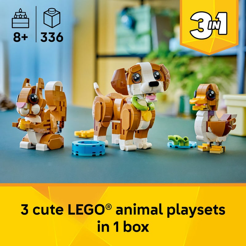 LEGO Creator 3in1 Cute Animals: Playful Puppy Dog Toy 31382 (Age 8+, 336 Pieces) - Image 3