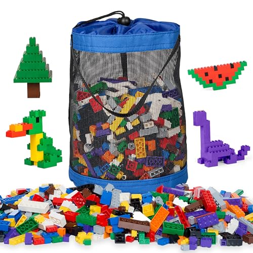 Play Platoon 1120 Pieces Building Bricks Set  10 Classic Color Blocks  Bulk Building Blocks Compatible with Major Brands  14 Different Shape Bricks  Includes Wheels Tires Axles Windows  Door - Image 1