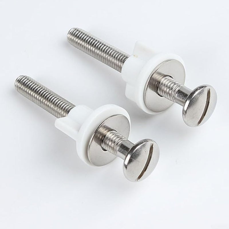 Toilet Lid Hinge Replacement Kit With Stainless Steel Slotted Screws M8 Thread 74mm 2 PCS - Image 2