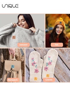 Unique 45 Pcs PU Leather Handmade Label, Colorful Handmade Tags for Crochet Items Handmade Clothing Labels Embellishments Knit Embossed Tag with Holes for DIY Crafts Sewing Jeans Bag Shoes Hat (9 Color)  - Image 4