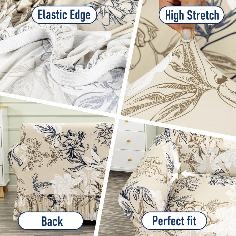 FUANGUI Armchair Slipcover Armchair Cover 1 Piece, Stretch Sofa Couch Cover with Skirt, Couch Slip Covers Pet Friendly, Washable Couch Covers for Sofa, Printed Furniture Protector (1-Seater, 31"-47") - Image 5