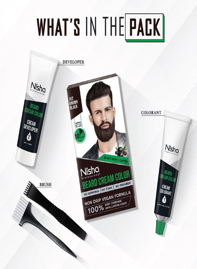 نيشا صبغة لحية نيشا للرجال (40 جم) - بني أسود، لا تترك بقعاً ولون سريع في 10 دقائق، تغطية كاملة للشعر الأبيض، خالية من الأمونيا، خالية من البارابين (عبوة واحدة) - Image 4