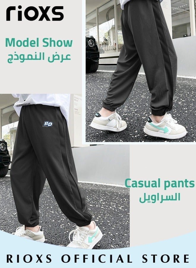 RIOXS Kids Boys Summer Mosquito Repellent Pants Childrens Fashion Casual Sporty Pants Boys Loose Ice Silk Breathable Quick Drying Pants - Image 4