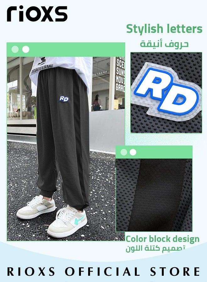 RIOXS Kids Boys Summer Mosquito Repellent Pants Childrens Fashion Casual Sporty Pants Boys Loose Ice Silk Breathable Quick Drying Pants  - Image 3