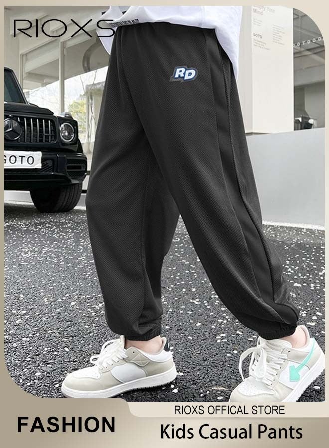RIOXS Kids Boys Summer Mosquito Repellent Pants Childrens Fashion Casual Sporty Pants Boys Loose Ice Silk Breathable Quick Drying Pants  - Image 1