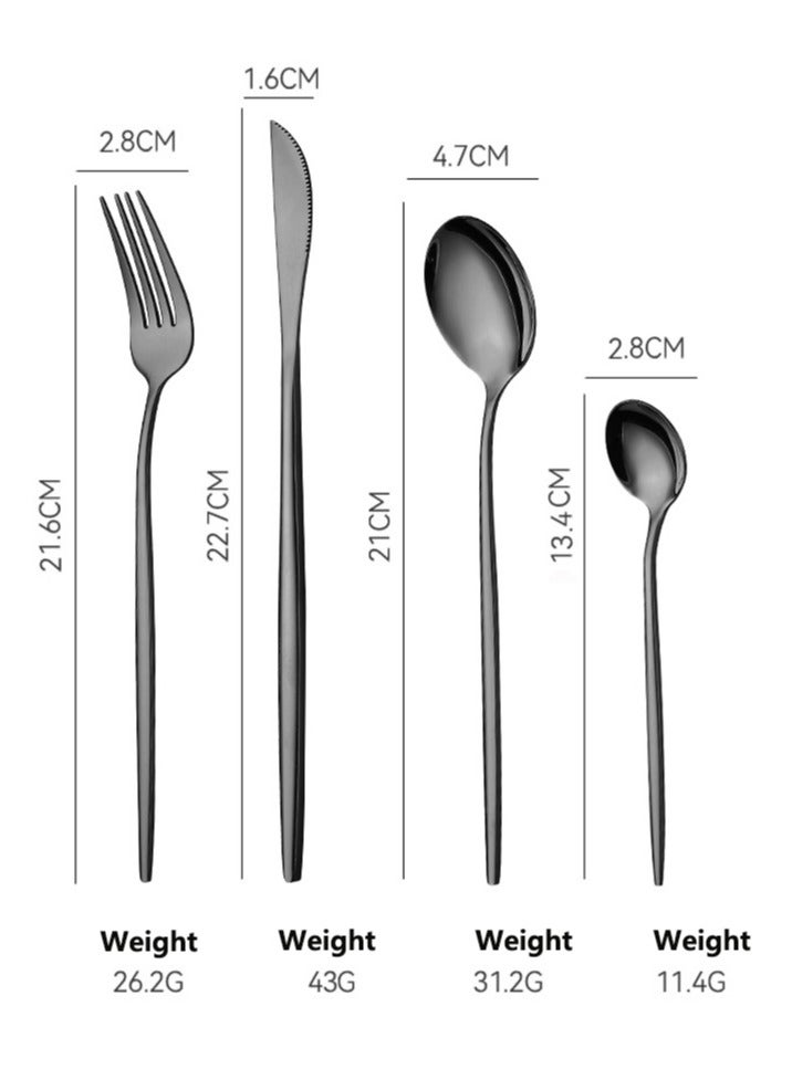 4-Piece Stainless Steel Cutlery Set Black  - Image 2