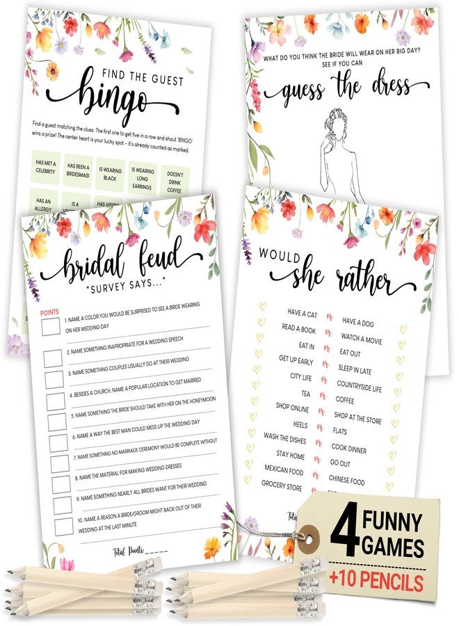 Stofinity Wildflower Bridal Shower Games 30 Guests - 4 Funny Floral Wedding Shower Games, Love In Bloom Bridal Shower Decorations, Bingo Bridal Party Game - Image 1