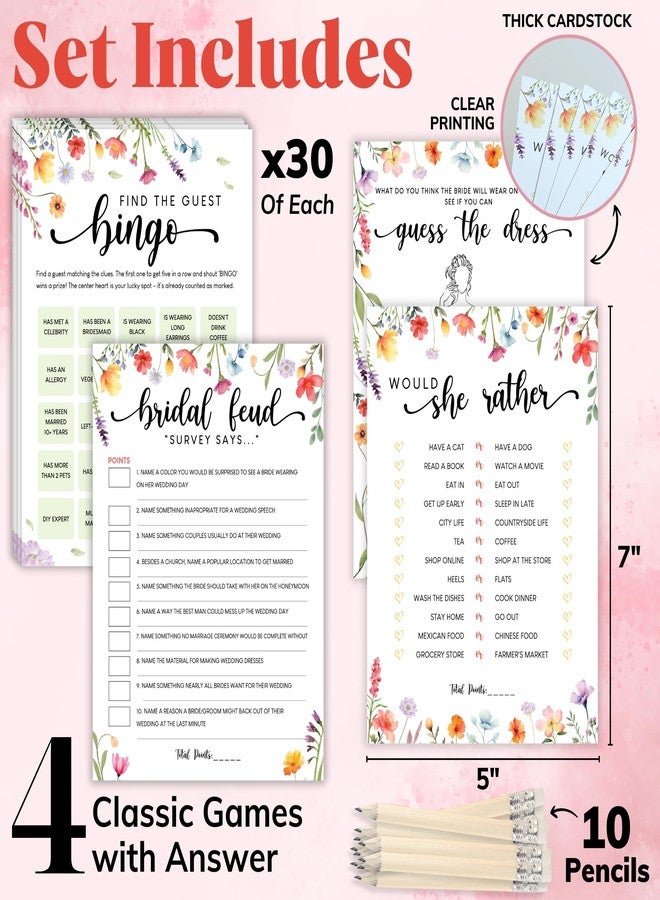 Stofinity Wildflower Bridal Shower Games 30 Guests - 4 Funny Floral Wedding Shower Games, Love In Bloom Bridal Shower Decorations, Bingo Bridal Party Game - Image 2