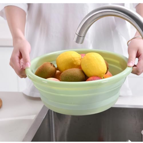 Potency® Collapsible Medium Round Washing Up Bowl Basin Multipurpose Outdoor Travel Basin Folding Portable Silicone Bowl Tub for Kitchen Camping Caravans Water Carrier (Medium, Pista Green) - Image 2