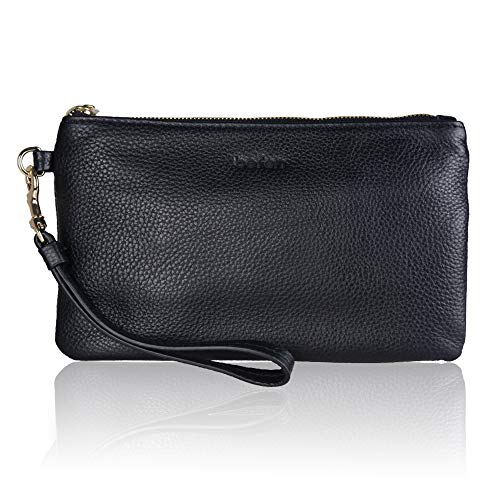 befen befen Befen Women Genuine Leather Clutch Wallet, Smartphone Wristlet Purse - Black  - Image 1