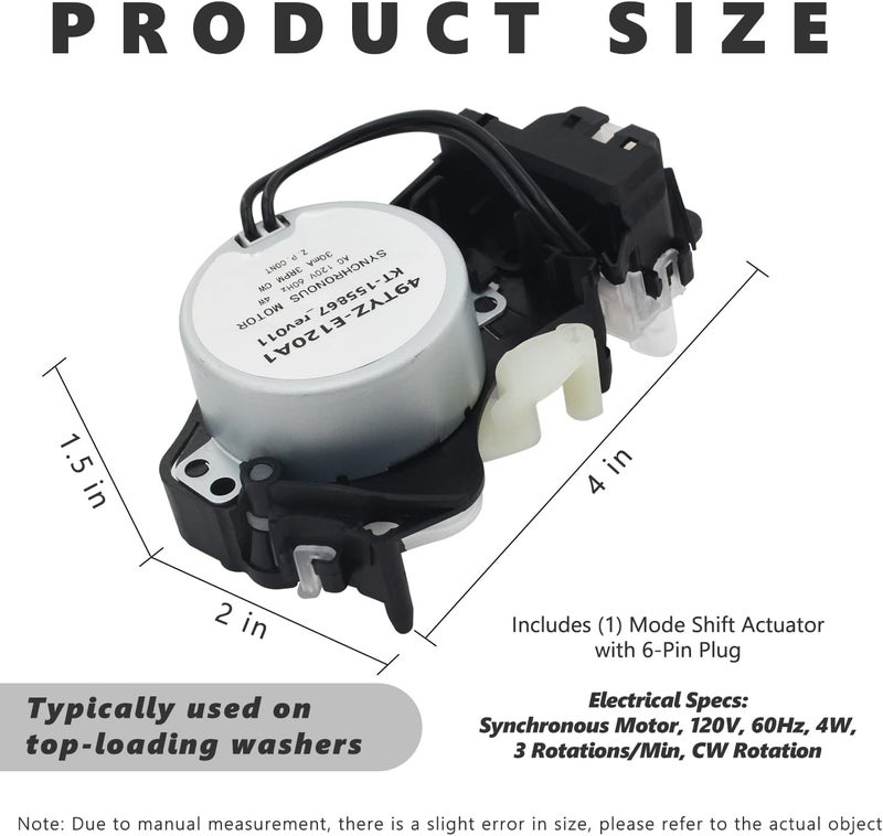W10913953، W11481722، 49tyz-e120a1: مشغل تحويل الغسالة (Washer Shifter Actuator) متوافق مع غسالات Whirlpool، Kenmore، وMaytag، ويمكن استخدامه لاستبدال الأجزاء W10815026، W10597177، وW10913953VP. - Image 5