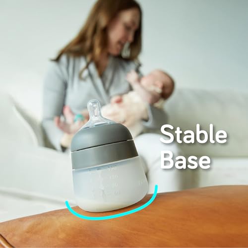 NANOBÉBÉ Nanobebe Flexy Silicone Baby Bottle, Anti-Colic, Natural Feel, Non-Collapsing Nipple, Non-Tip Stable Base, Easy to Clean 2-Pack, Sage, 5 oz - Image 5