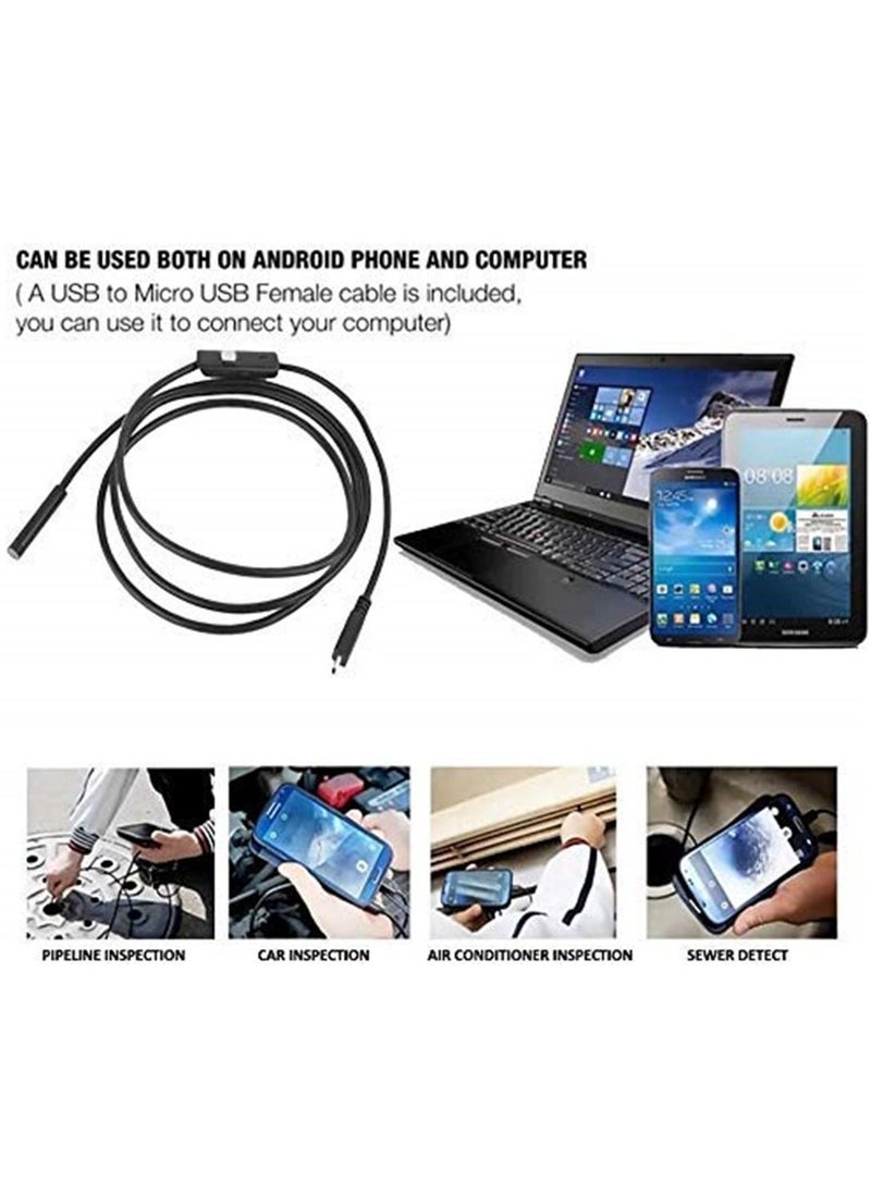 Android Endoscope Waterproof Snake Borescope USB Inspection Camera 2 Meter