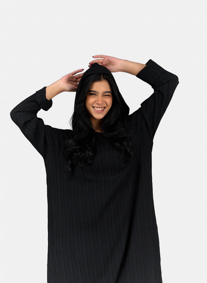 Clue Self Pattern Hooded Dress  - Image 4