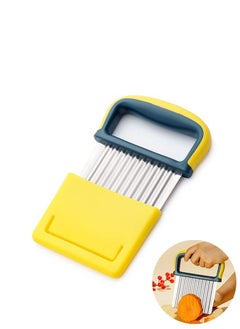 Stainless Multifunctional Steel Wavy Knife Crinkle Cutting Tool, Potatoes Cut Crinkle Cutter, Veggie Vegetable Cutter, Carrot Slicer Knife Kitchenware (Yellow)