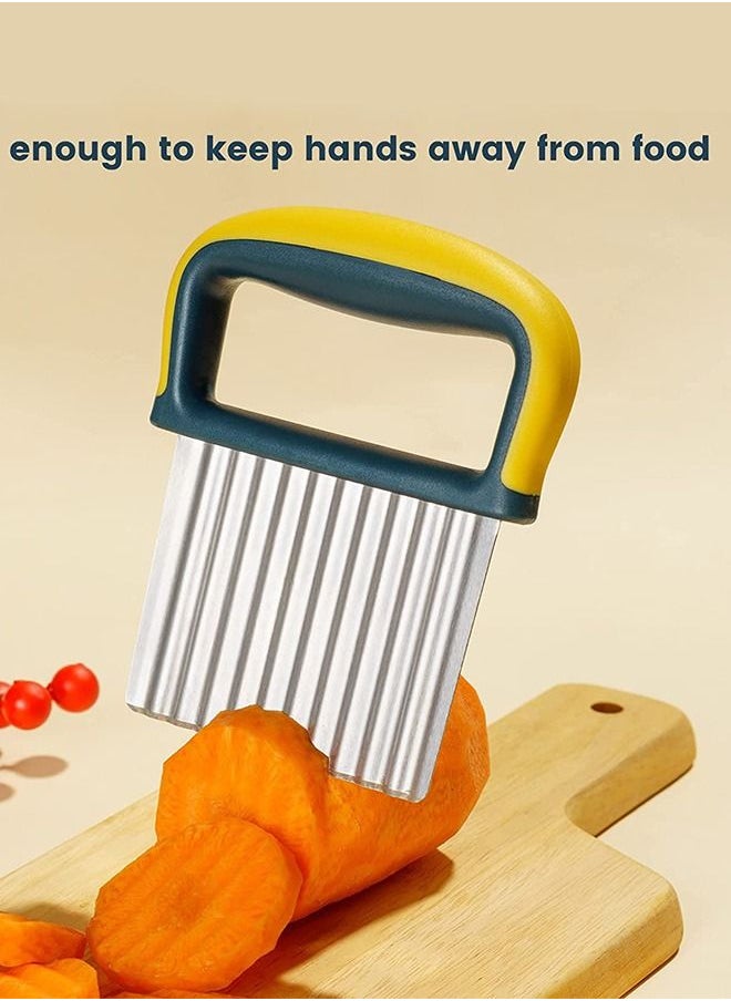 Generic - Stainless Multifunctional Steel Wavy Knife Crinkle Cutting Tool, Potatoes Cut Crinkle Cutter, Veggie Vegetable Cutter, Carrot Slicer Knife Kitchenware (Yellow) - Image 1