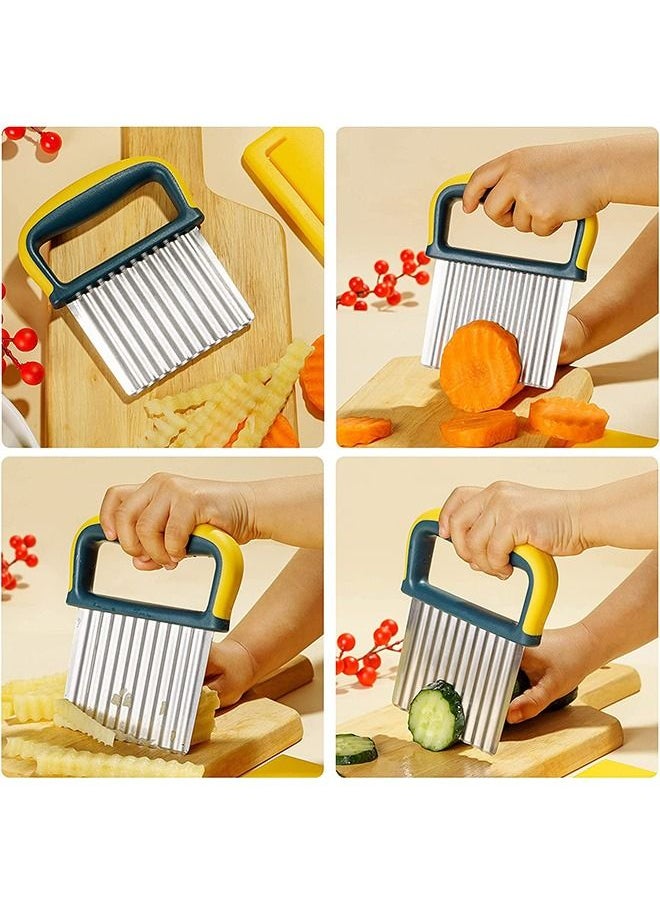 Generic - Stainless Multifunctional Steel Wavy Knife Crinkle Cutting Tool, Potatoes Cut Crinkle Cutter, Veggie Vegetable Cutter, Carrot Slicer Knife Kitchenware (Yellow) - Image 1