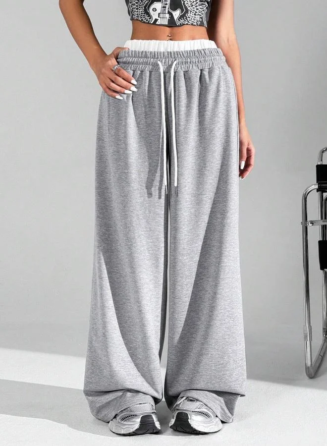 Take Two Take Two Solid Elastic Drawstring Waist Wide Leg Joggers