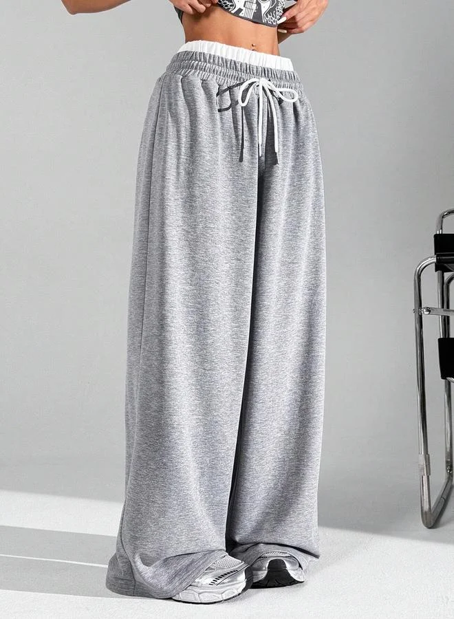 Take Two Take Two Solid Elastic Drawstring Waist Wide Leg Joggers