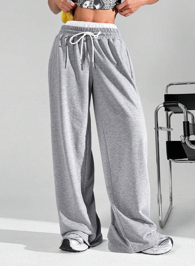 Take Two Solid Elastic Drawstring Waist Wide Leg Joggers - Image 5