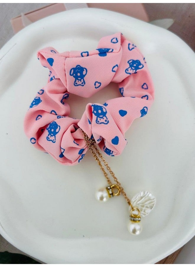 Radhya Accessories Hair Scrunchies for Women with Tassels Soft Cotton Printed Scrunchies for Girls Hairties Removable Tassles (Pack of 2) Gift for Girls - Image 3