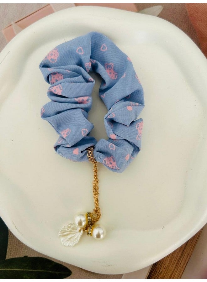 Radhya Accessories Hair Scrunchies for Women with Tassels Soft Cotton Printed Scrunchies for Girls Hairties Removable Tassles (Pack of 2) Gift for Girls - Image 5