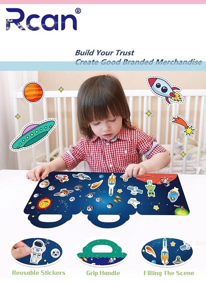 Rcan Reusable Sticker Books for Kids, Birthday Gifts for 2 3 4 5 Year Old Girl, Boy, Stickers for Kids, Learning Toys, Journal Paper Stickers Scrapbooking Stationery Sticker, Animal+Ocean+Space+My body - Image 5
