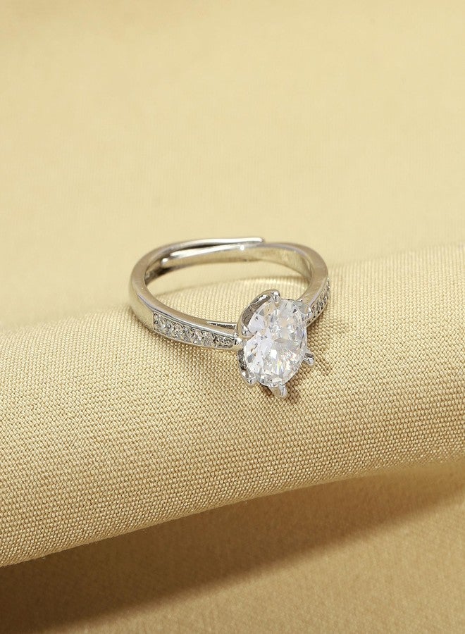 SALTY Anti Tarnish Luster Promise Finger Ring for Women | Adjustable Fancy Jewellery Design | Latest Fashion Accessories for Girls | Minimal Jewelry | Ideal for Gifting | Marriage, Birthday | Gift for Valentine Day - Image 3