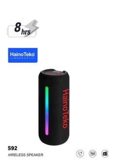 Haino Teko S92 Portable Wireless Speaker with High Bass Sound Quality – Multi-Functional Button Control, LED Light, Compact Design, Ideal for Parties and Outdoor Activities – Black  - Image 1