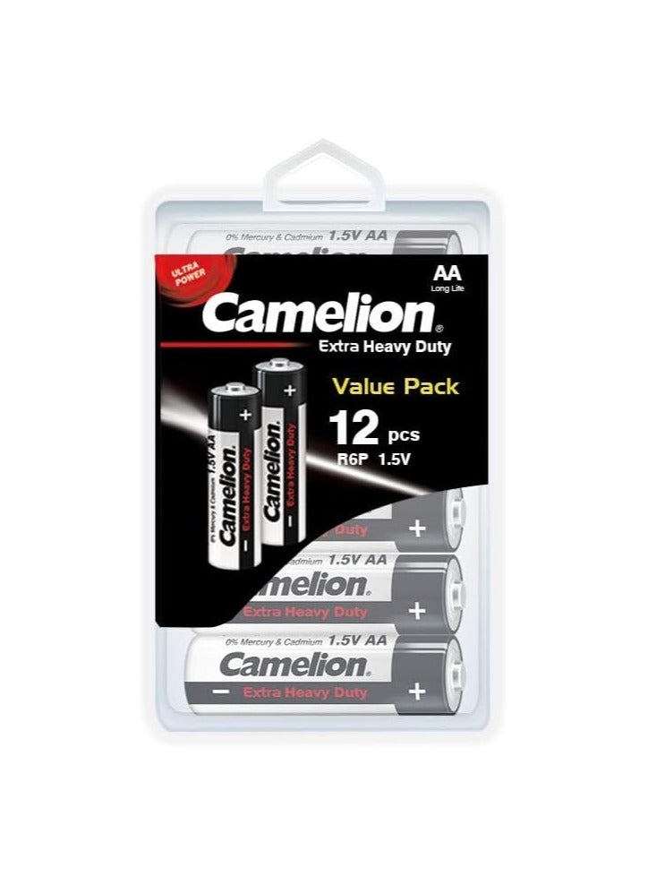 Camelion Camelion Extra Heavy Duty R6 AA Zinc-Carbon Batteries (Pack of 12) - Black - Image 1