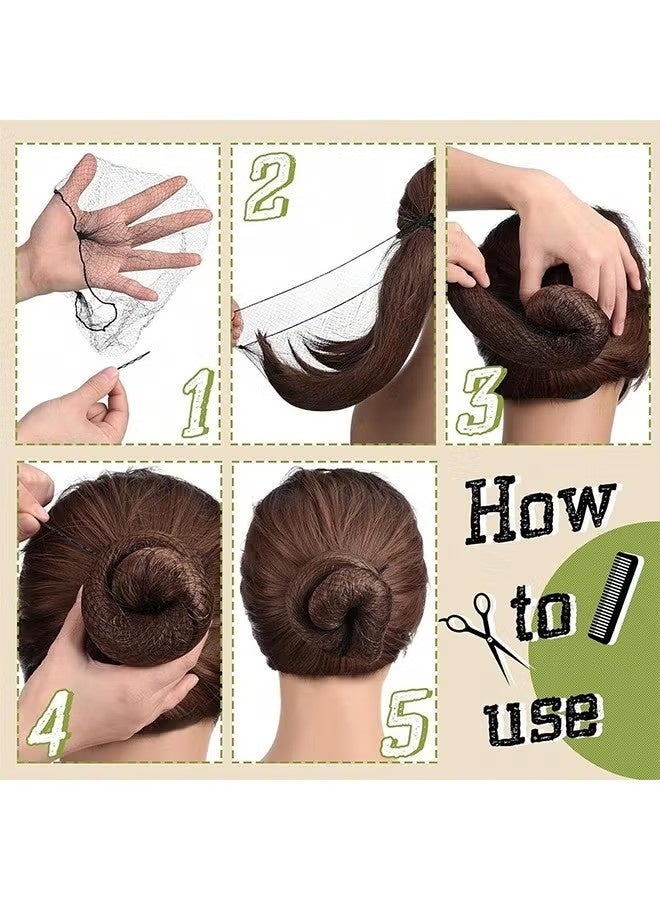 Set of 50 hair nets and 50 U shaped pins Invisible Elastic Hair Nets And Clips For Making Ballerina Hair Buns - Image 4