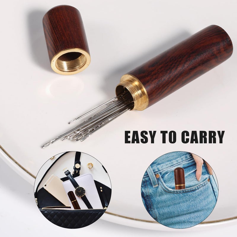 Mf ® 30pcs Quilting Needle Self-Threading Quilting Needle with Wooden Needle Case Long Quilting Needle of Various Sizes Easy Self-Threading Quilting Needle for Quilting, Embroidery, Hand Sewing. - Image 3