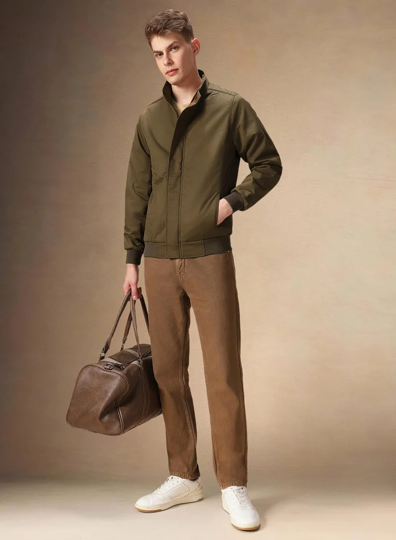 دينيس لينغو جاكيت رجالي بني بوليستر 1% بقصة عادية