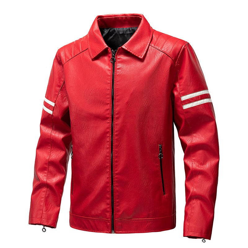 American Retro Leather Men'S New Leather Jacket Casual Loose Solid Color Coat Bike Suit - Image 5