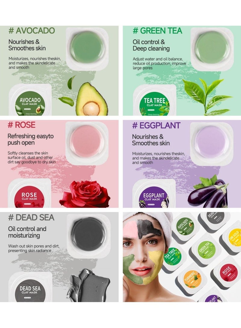 X5 Clay Face Mask - Deep Cleansing & Hydrating with Avocado, Dead Sea Minerals, Rose, Eggplant, & Green Tea Extracts, Ideal for All Skin Types(5g*10) - Image 3