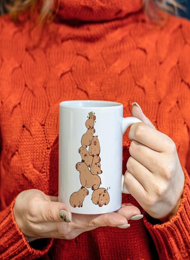جينيو كوب جينيو اللطيف على شكل كابيبارا، هدية مثالية لمحبي الكابيبارا من النساء، كوب قهوة، كوب سيراميك للقهوة والشاي سعة 11 أونصة، هدية لمحبي الحيوانات - Image 3